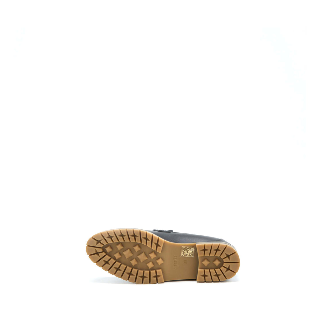 HERMES MOCASSINS FAUBOURG CALFSKIN BLACK SHW