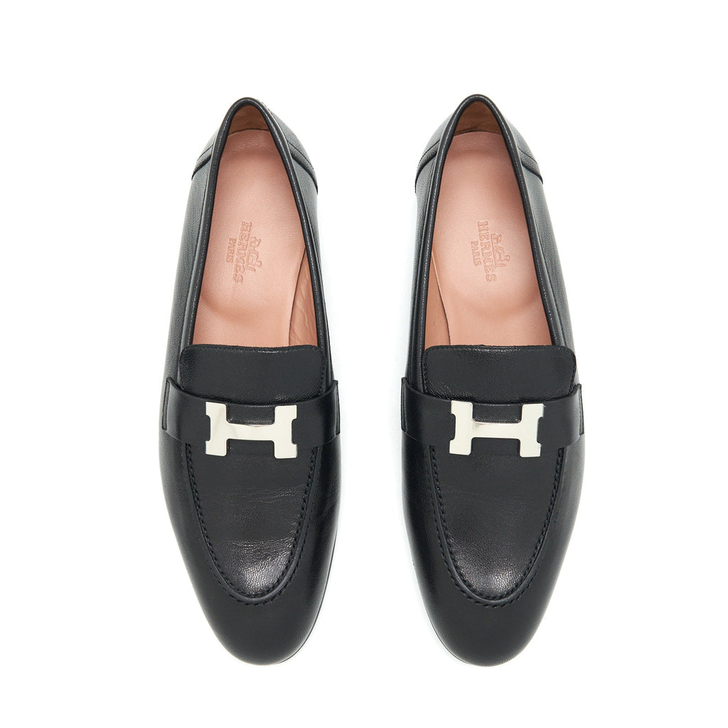 HERMES BLACK PARIS FITTED LOAFER SHW