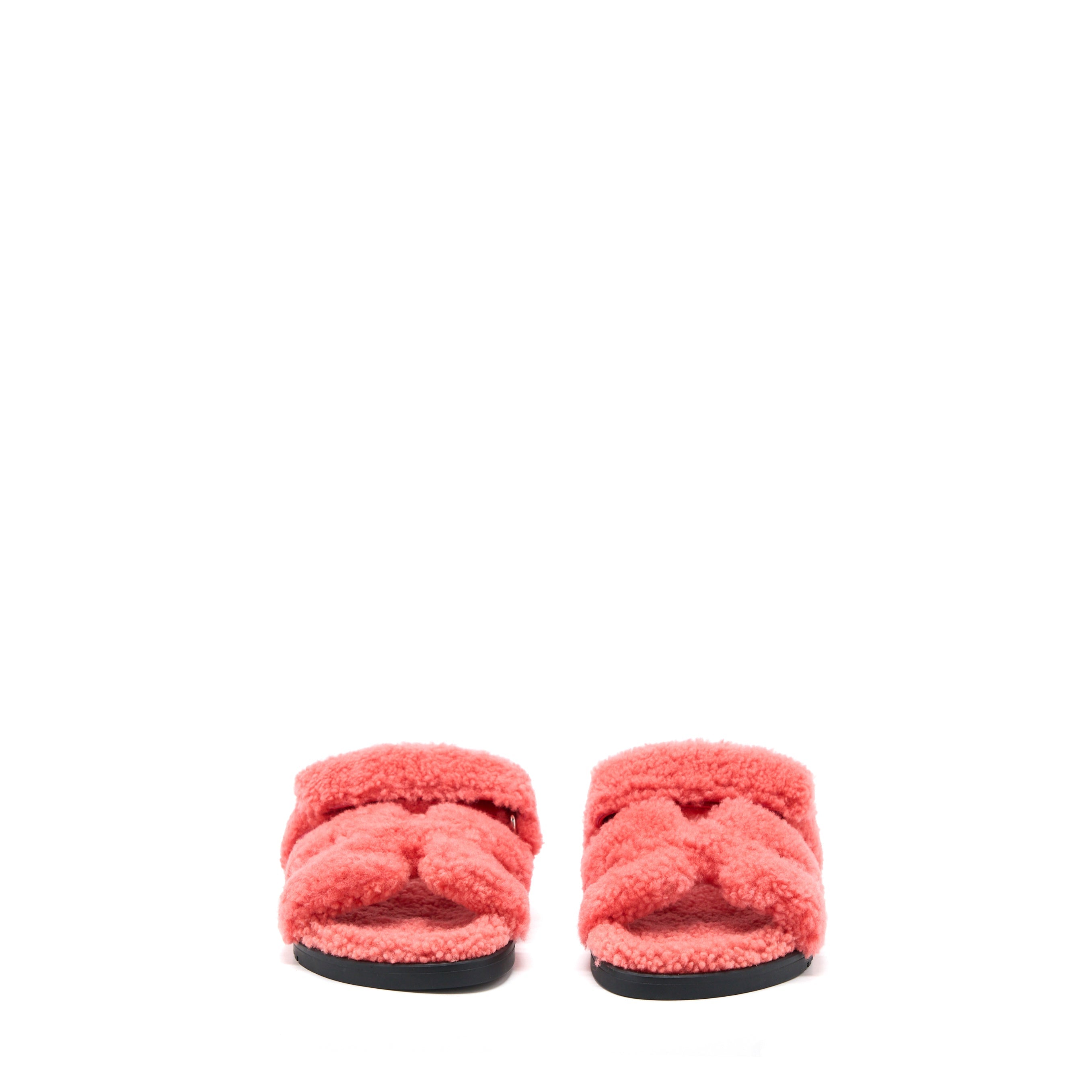 HERMES CHYPRE SANDAL SHEARLING ROSE DU DESERT
