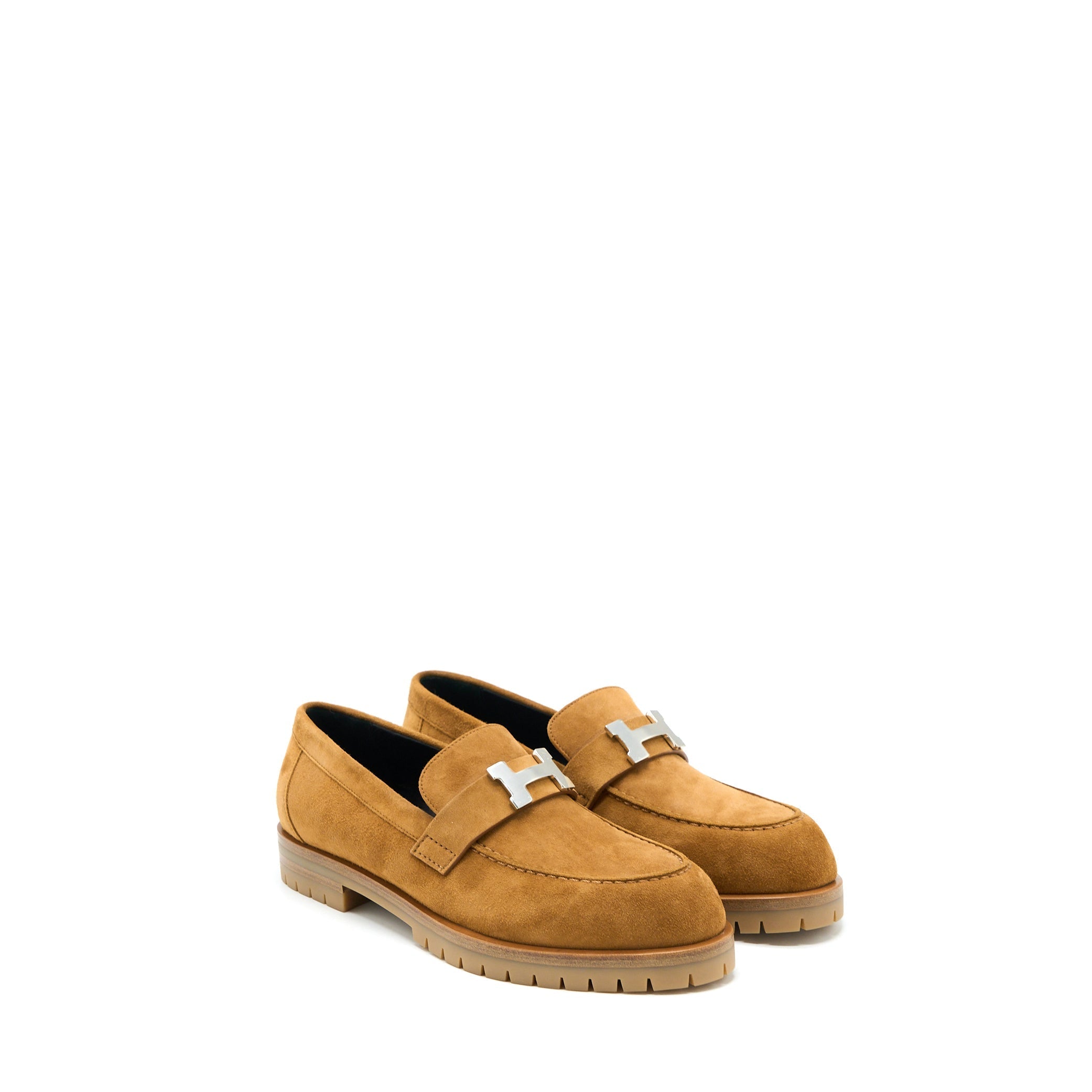 HERMES FAUBOURG LOAFER SUEDE GOATSKIN NATURAL SHW