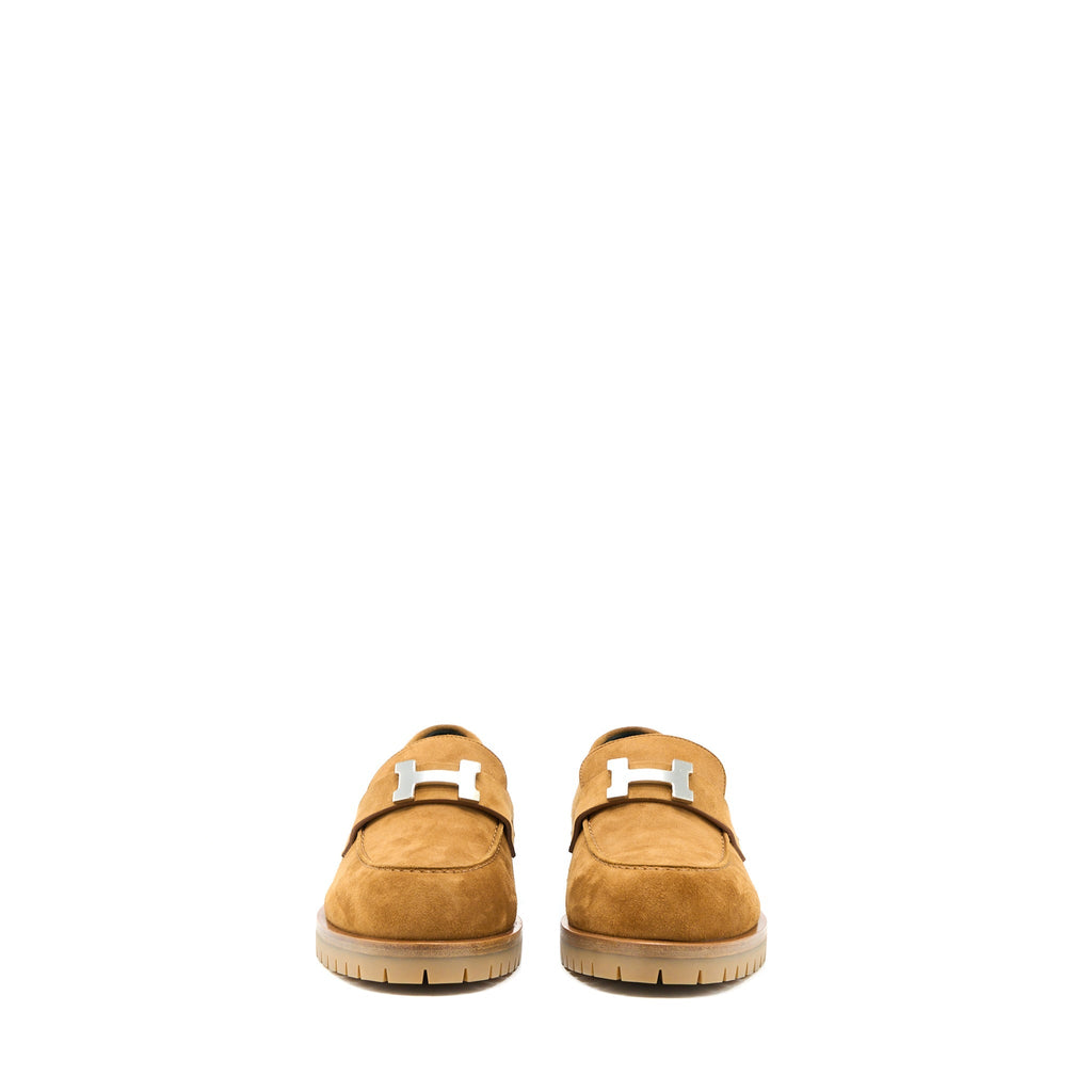 HERMES FAUBOURG LOAFER SUEDE GOATSKIN NATURAL SHW