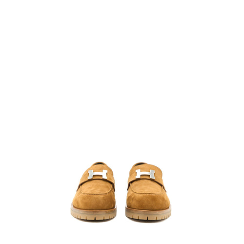 HERMES FAUBOURG LOAFER SUEDE GOATSKIN NATURAL SHW