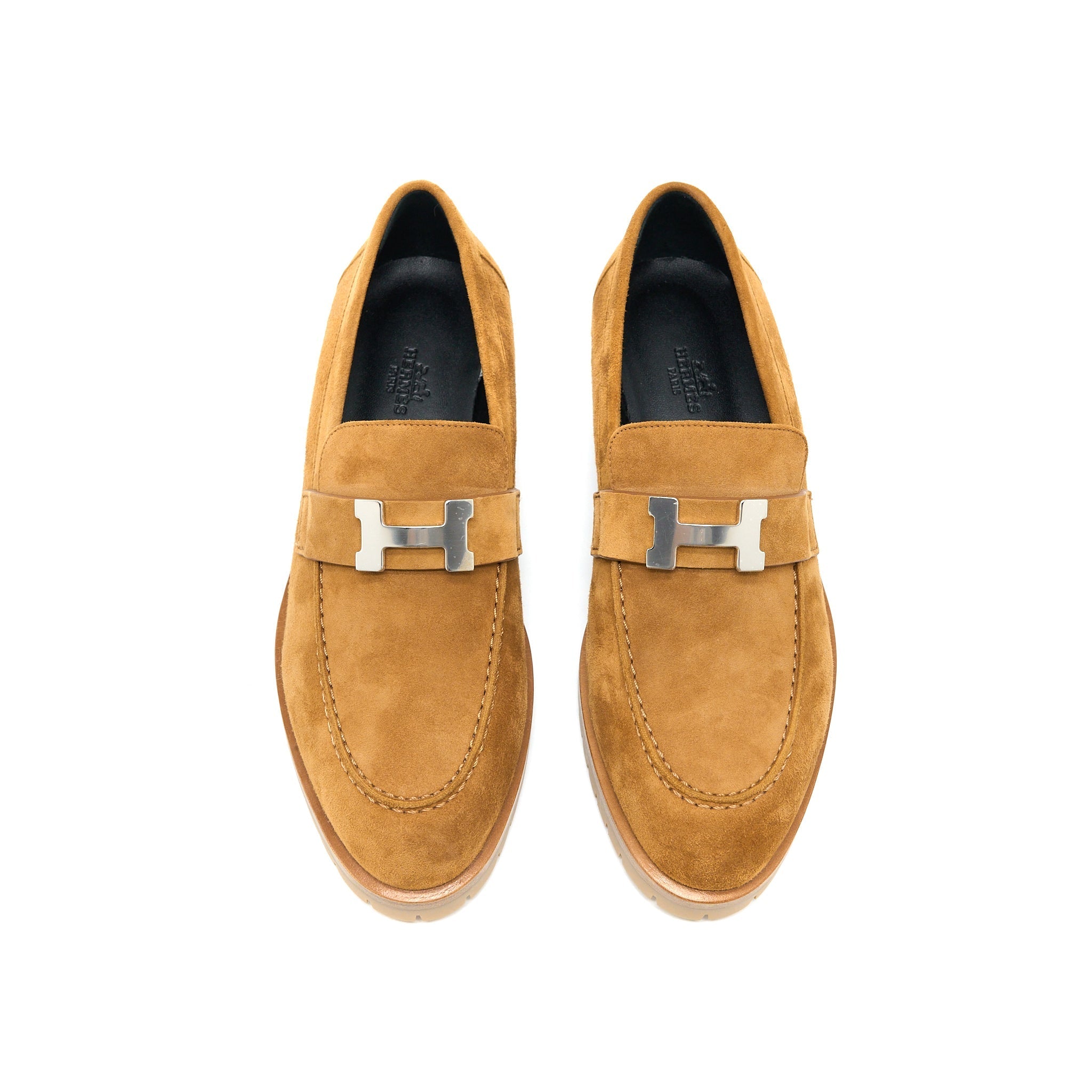 HERMES FAUBOURG LOAFER SUEDE GOATSKIN NATURAL SHW