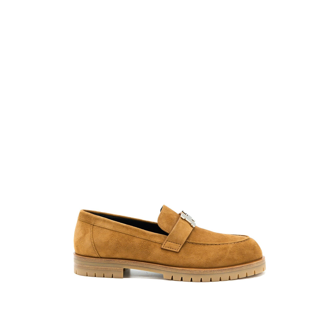 HERMES FAUBOURG LOAFER SUEDE GOATSKIN NATURAL SHW