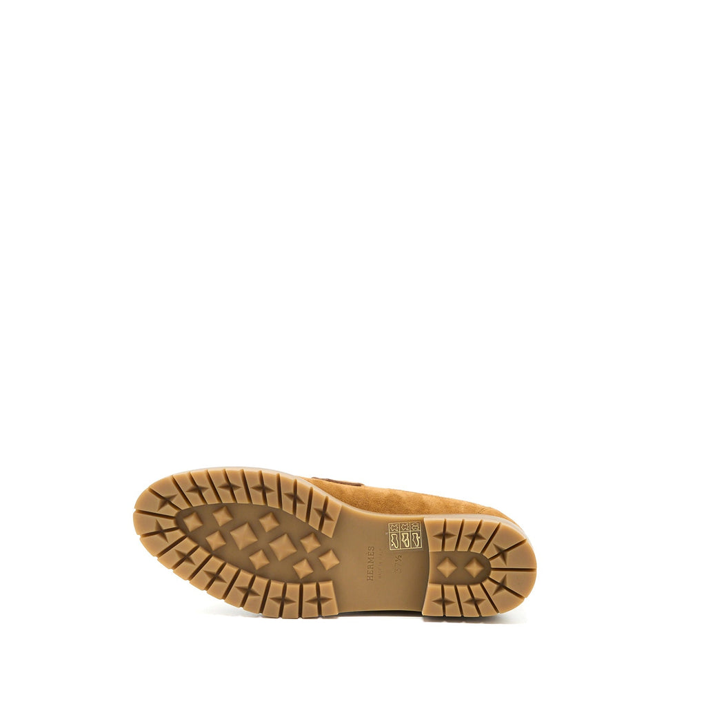 HERMES FAUBOURG LOAFER SUEDE GOATSKIN NATURAL SHW