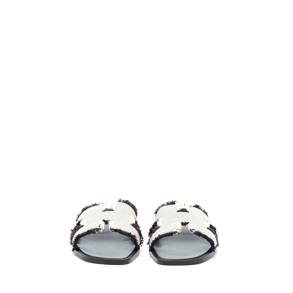 HERMES ORAN SANDALS TOILE DE COTTON PRUNOIR