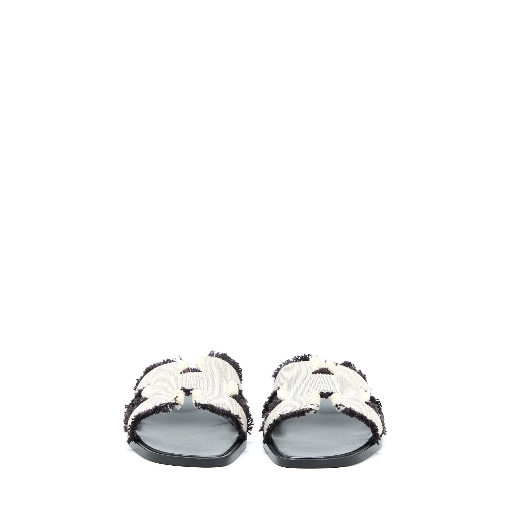 HERMES ORAN SANDALS TOILE DE COTTON PRUNOIR