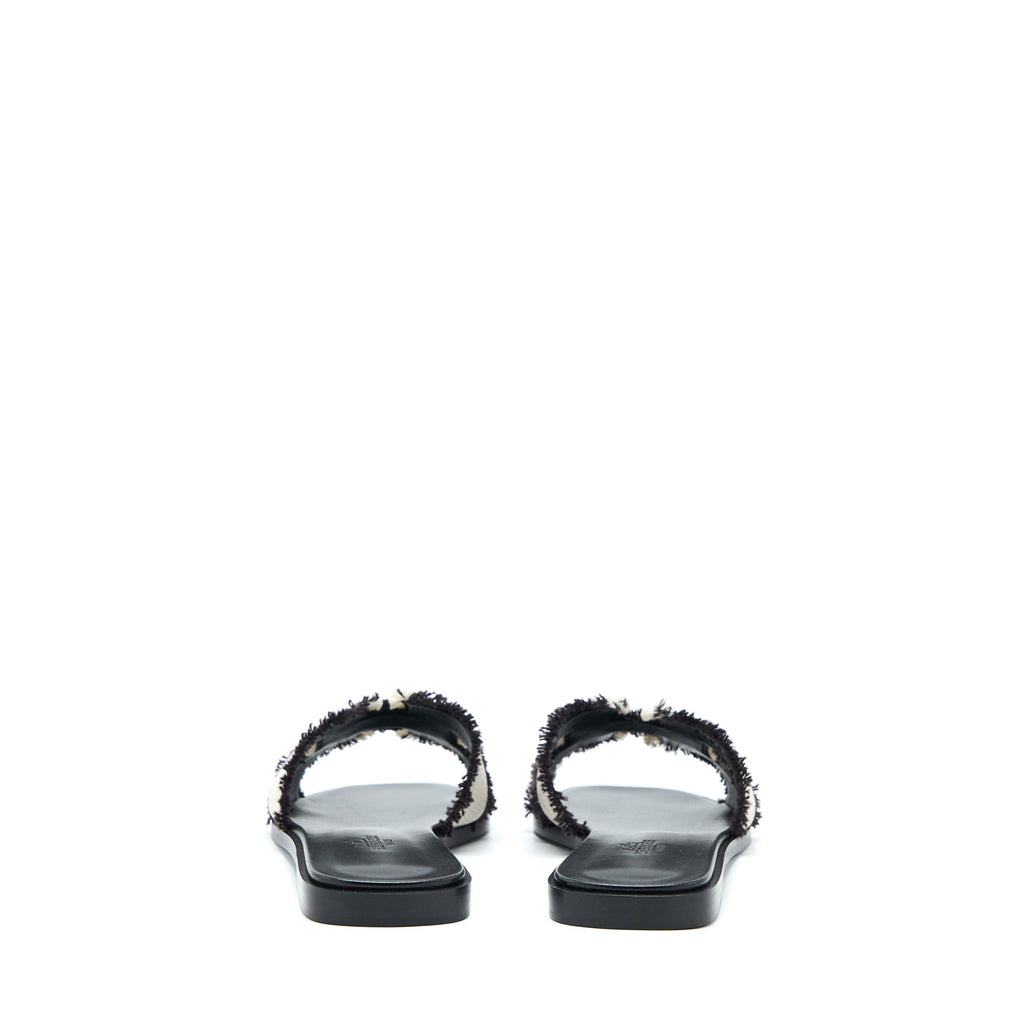 HERMES ORAN SANDALS TOILE DE COTTON PRUNOIR