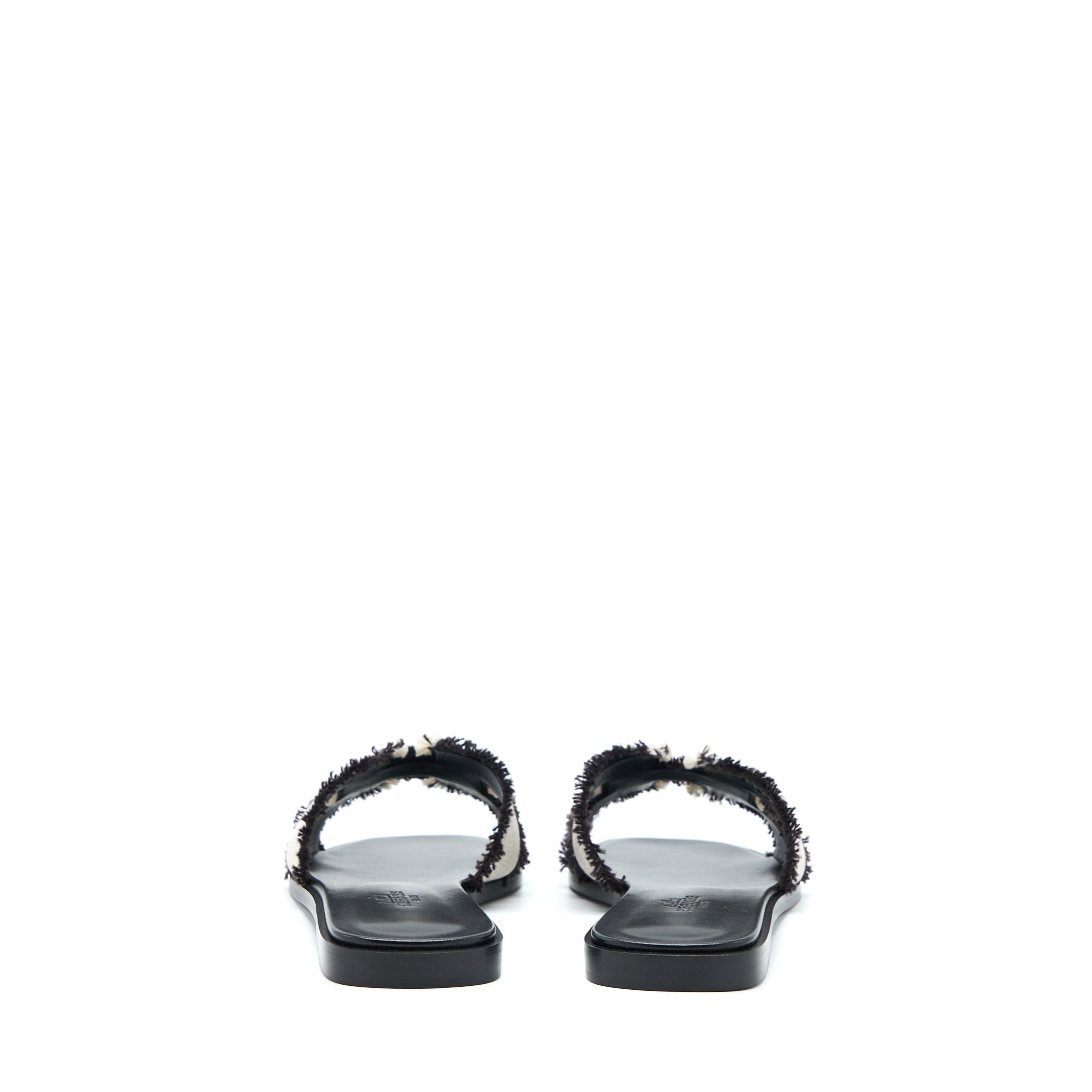 HERMES ORAN SANDALS TOILE DE COTTON PRUNOIR