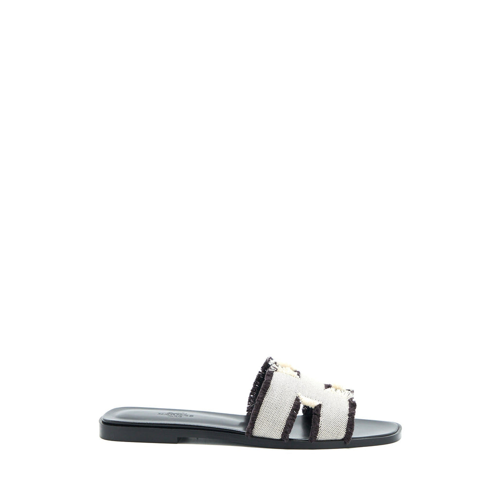 HERMES ORAN SANDALS TOILE DE COTTON PRUNOIR