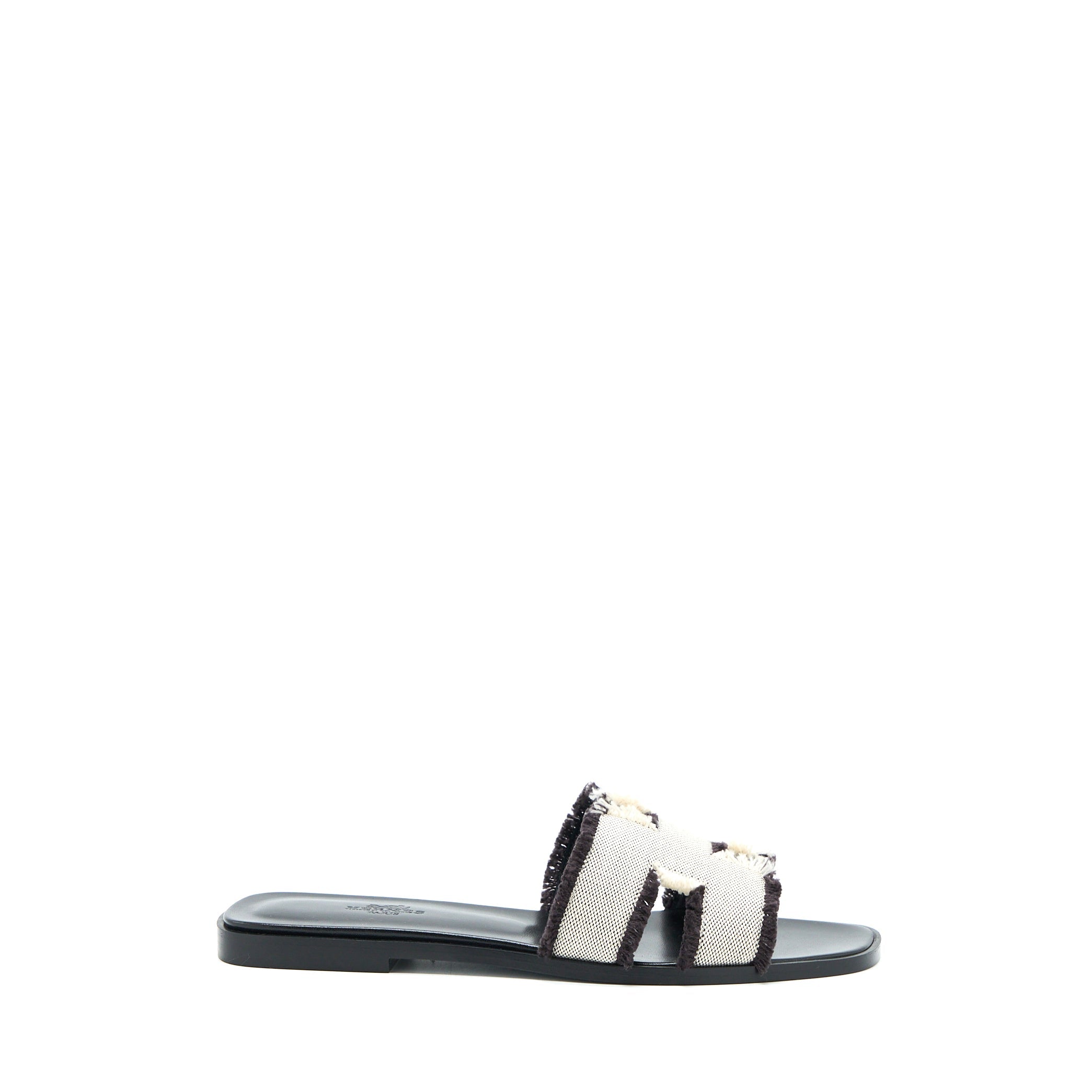 HERMES ORAN SANDALS TOILE DE COTTON PRUNOIR