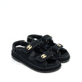 CHANEL DAD SANDAL BLACK WITH GOLD CC LOGO