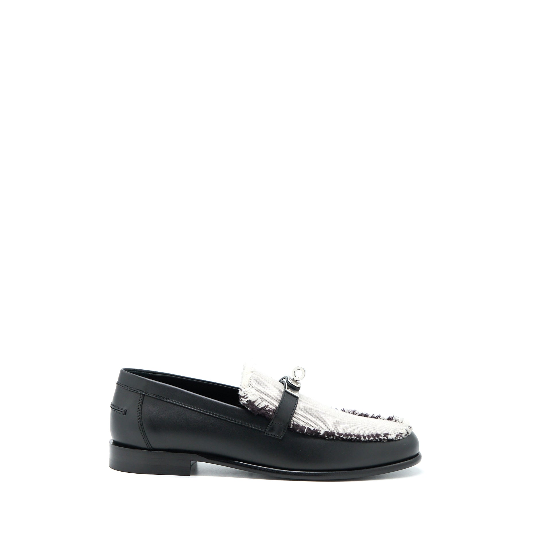 HERMES DESTIN MOCCASINS TOILE DE COTTON NOIR/PRUNOIR SHW