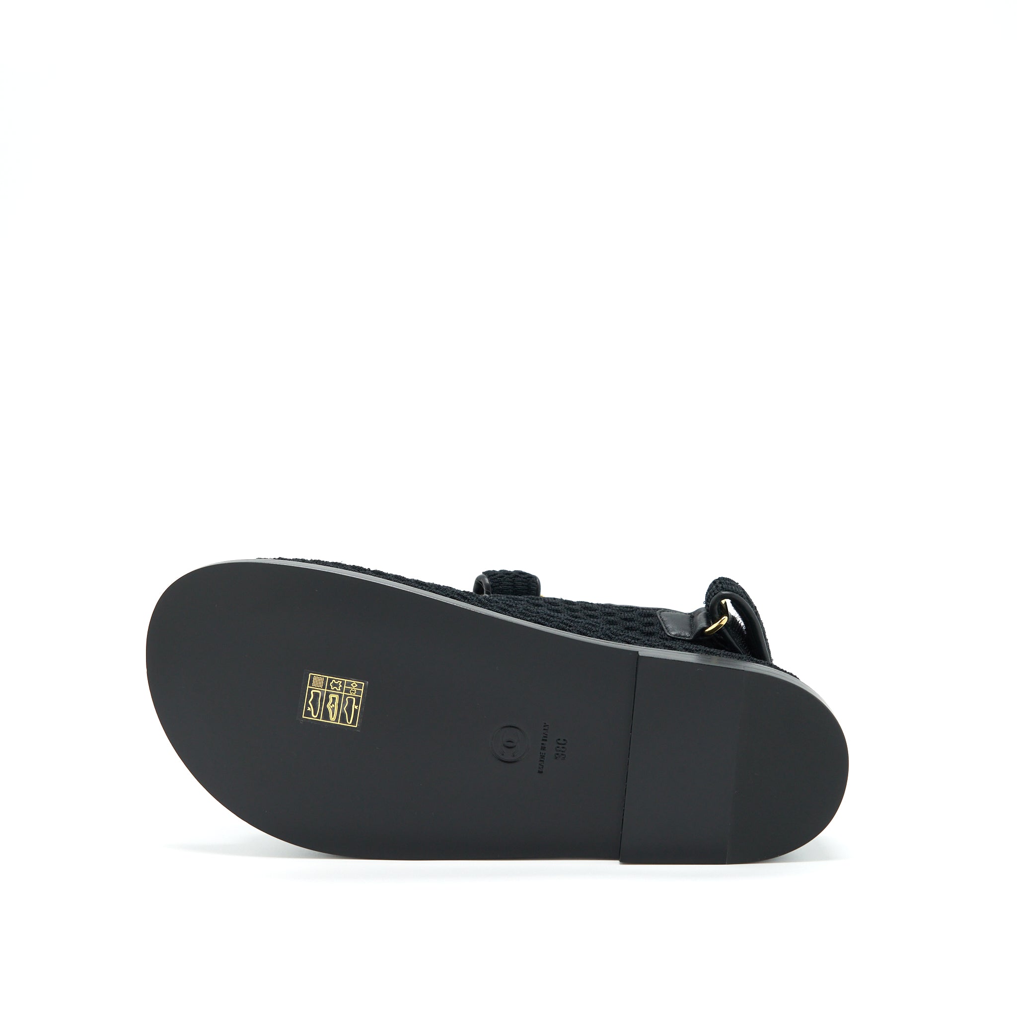 CHANEL DAD SANDAL BLACK WITH GOLD CC LOGO
