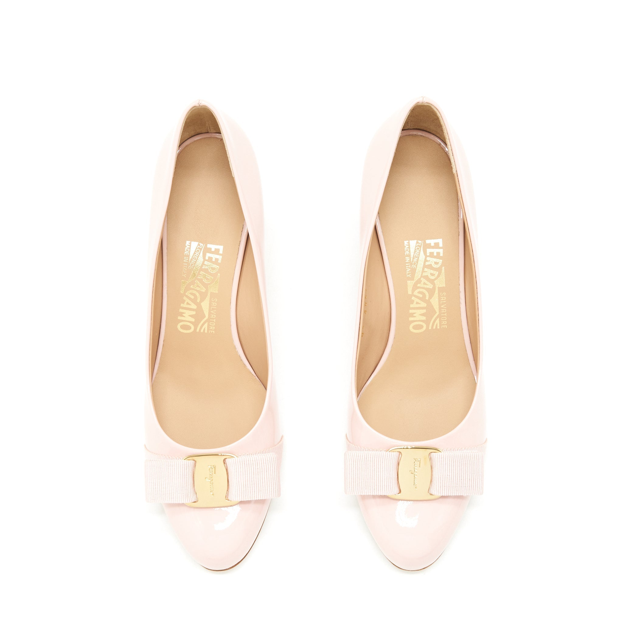 FERRAGAMO 6C CARLA PUMPS 5CM PATENT LIGHT PINK