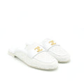 CHANEL CC LOGO SEQUINS LAMBSKIN MULE WHITE GHW