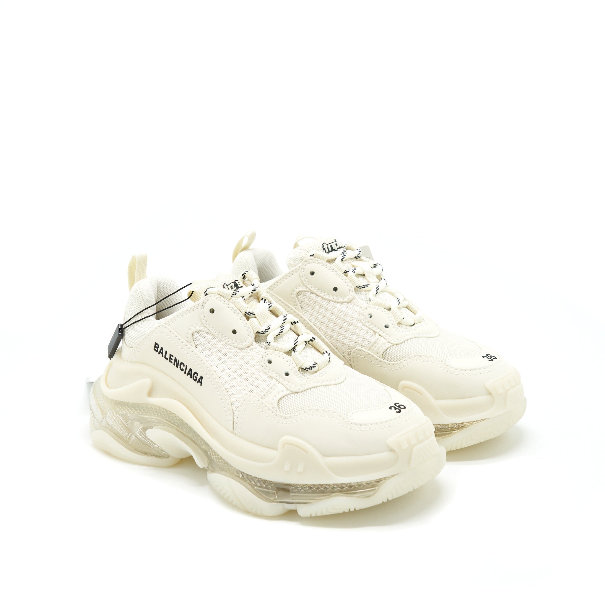 BALENCIAGA TRIPLE S TRAINERS CLEAR SOLE WHITE