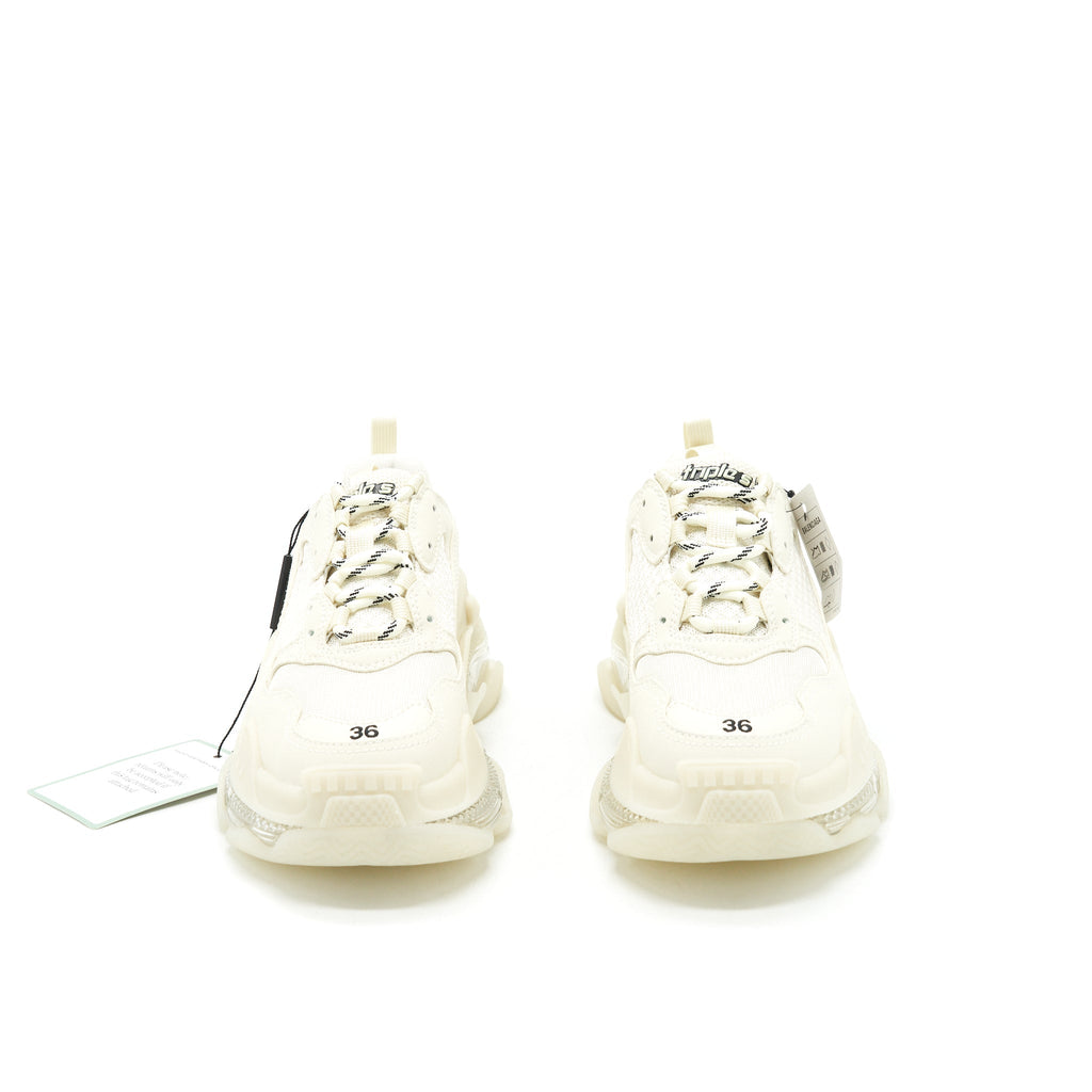 BALENCIAGA TRIPLE S TRAINERS CLEAR SOLE WHITE