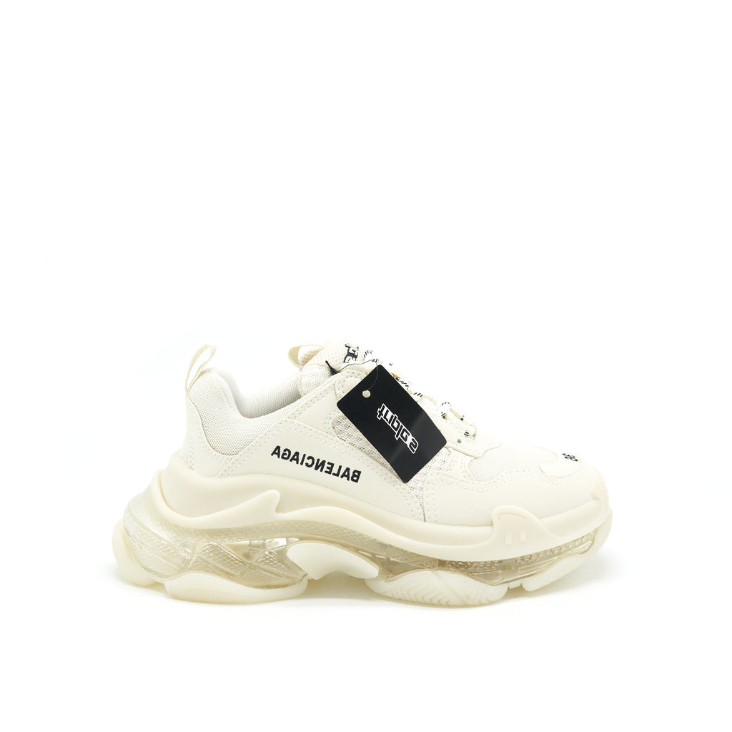 BALENCIAGA TRIPLE S TRAINERS CLEAR SOLE WHITE
