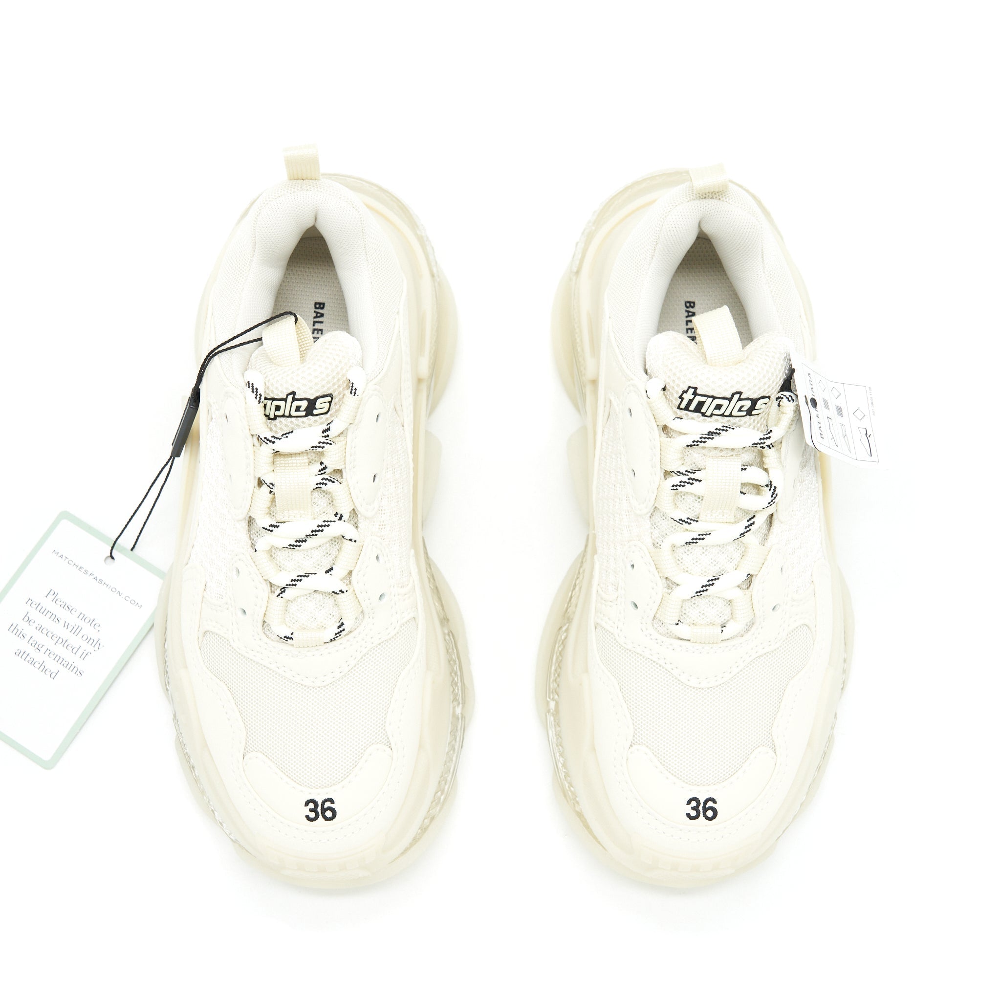 BALENCIAGA TRIPLE S TRAINERS CLEAR SOLE WHITE
