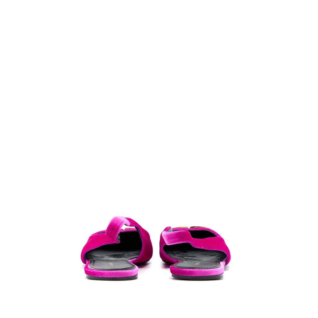 BALENCIAGA BALLET FLATS BB VELVET PINK GOLD TONE