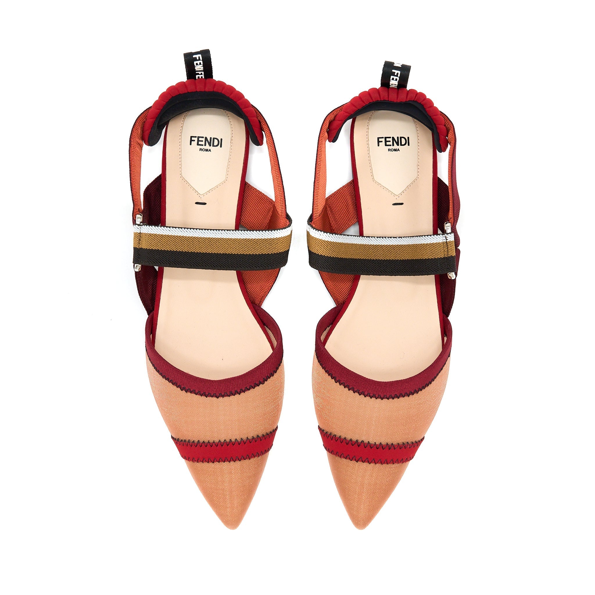 FENDI SLING BACK FLAT SHOES MULTICOLOUR