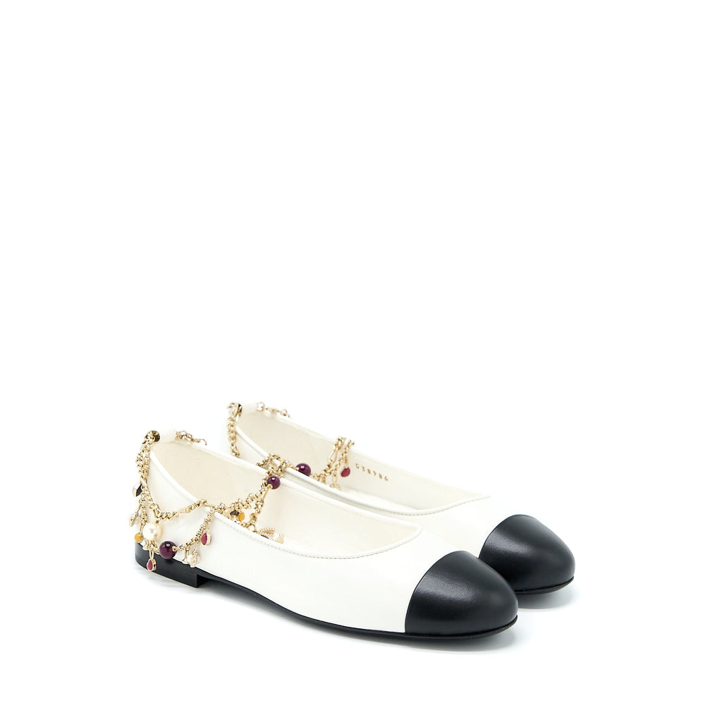 CHANEL BALLERINA SHOES WITH CHARM CHAIN