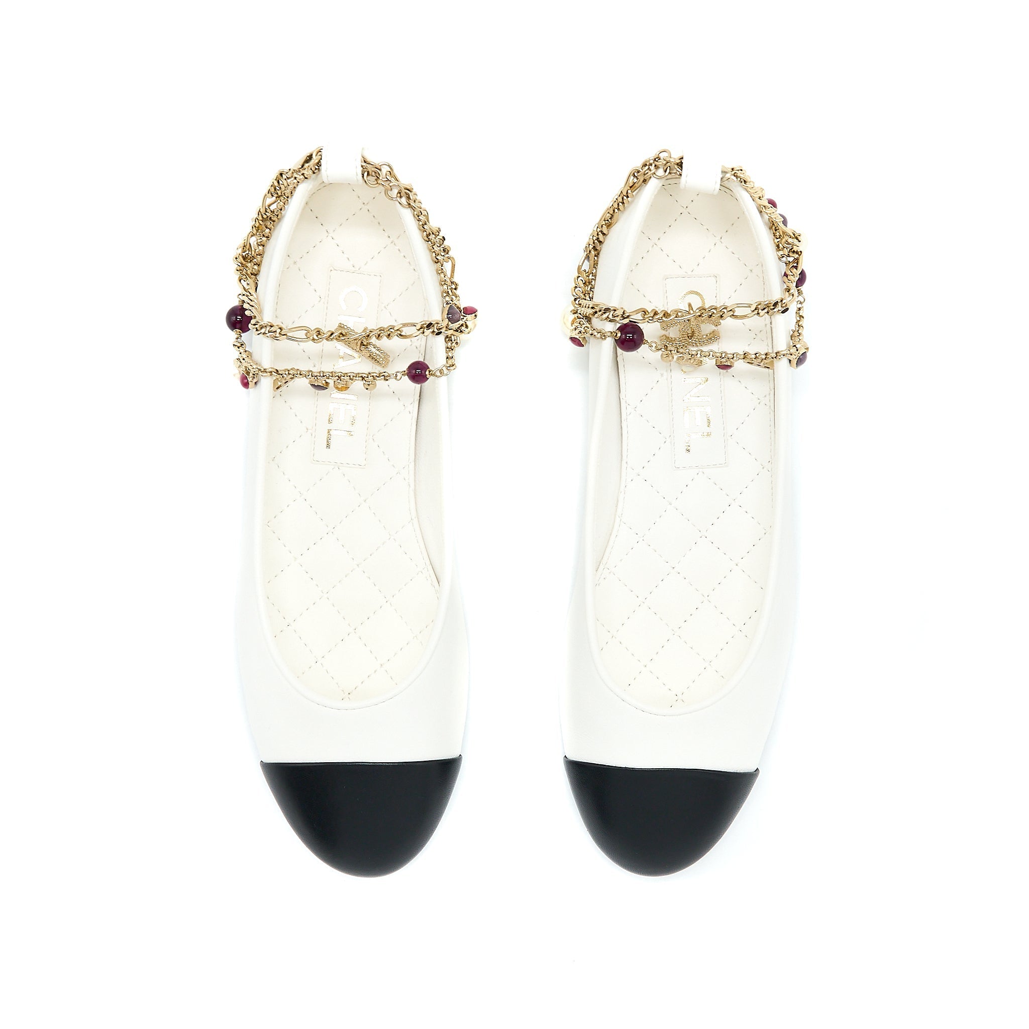 CHANEL BALLERINA SHOES WITH CHARM CHAIN
