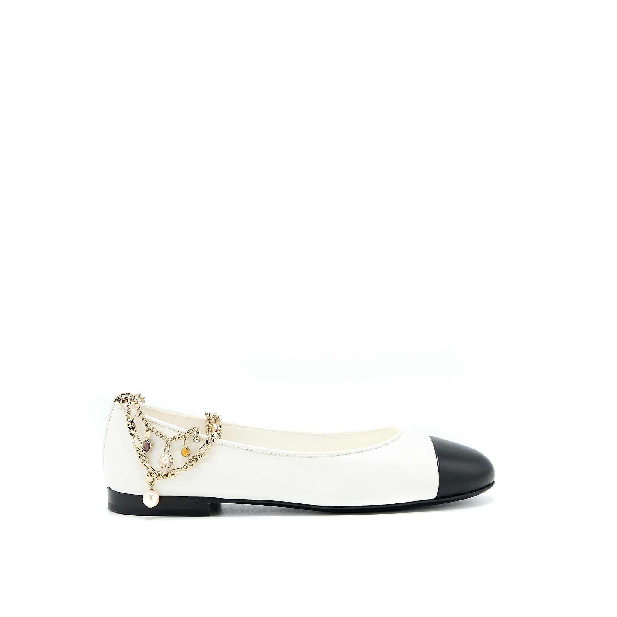 CHANEL BALLERINA SHOES WITH CHARM CHAIN