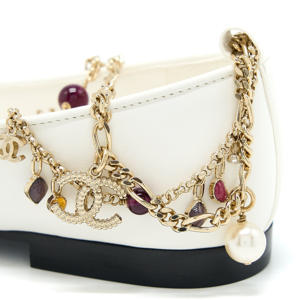 CHANEL BALLERINA SHOES WITH CHARM CHAIN