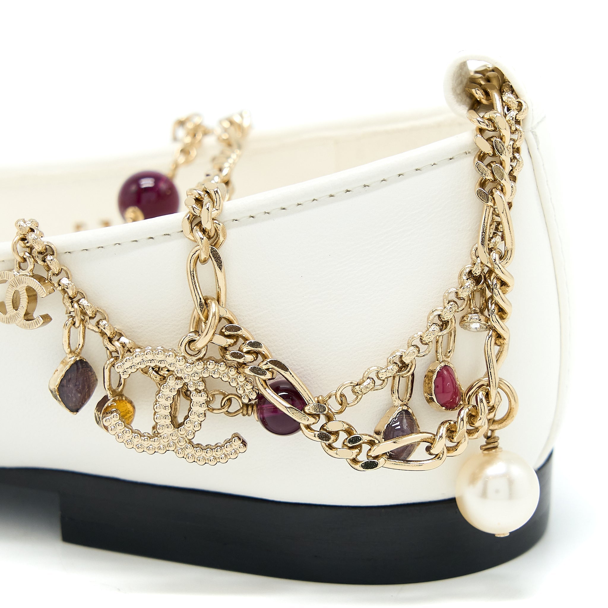 CHANEL BALLERINA SHOES WITH CHARM CHAIN