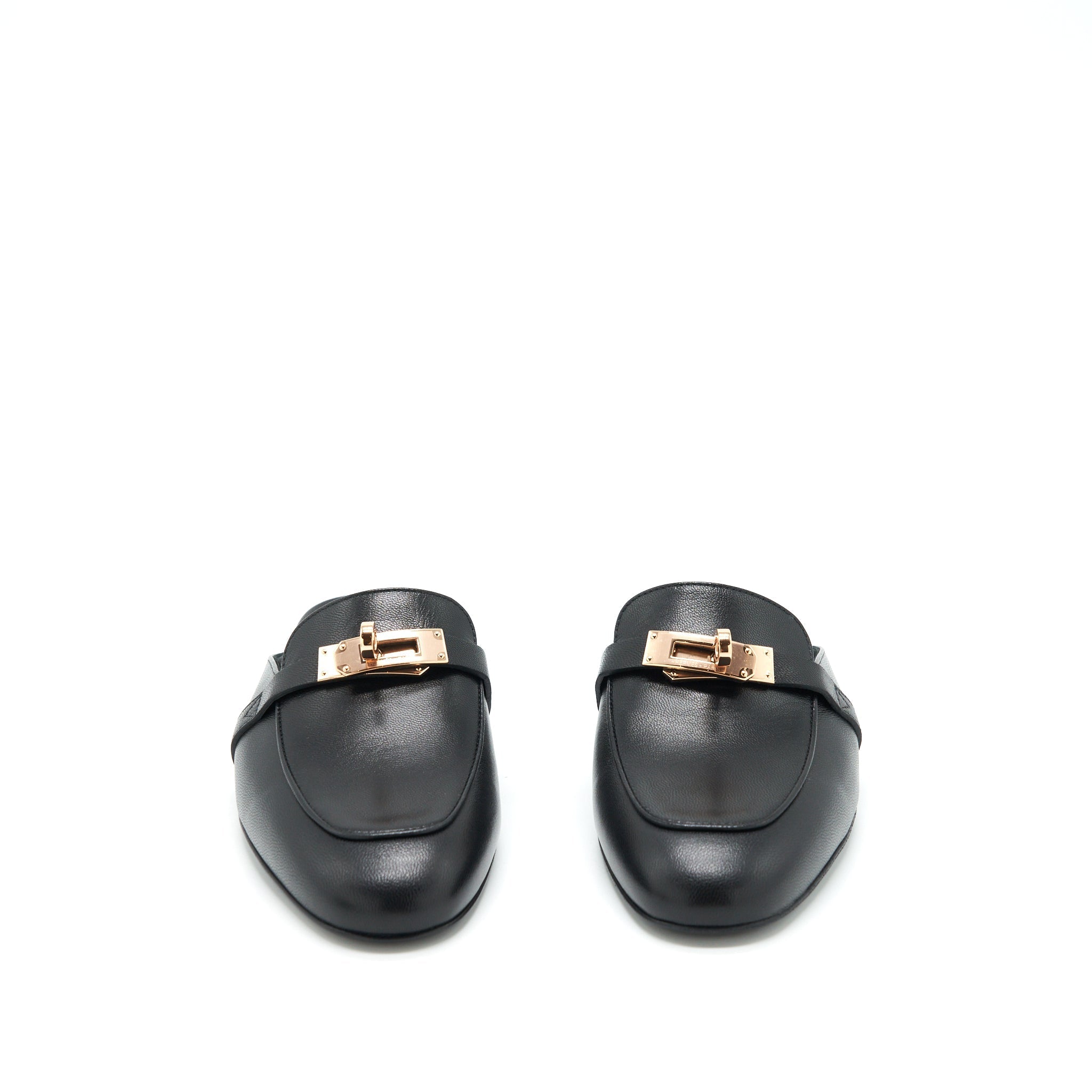 HERMES MULES BLACK GHW