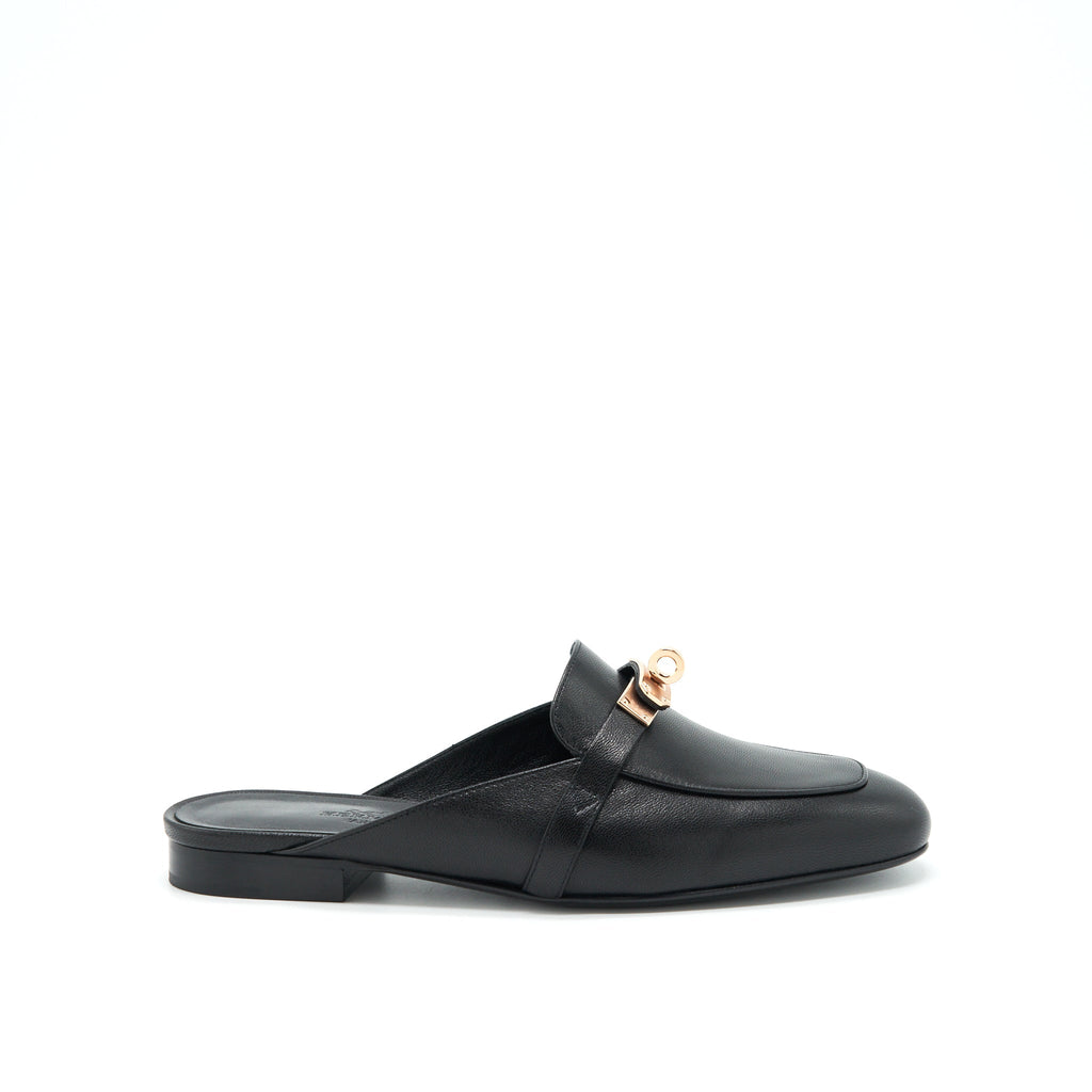 HERMES MULES BLACK GHW