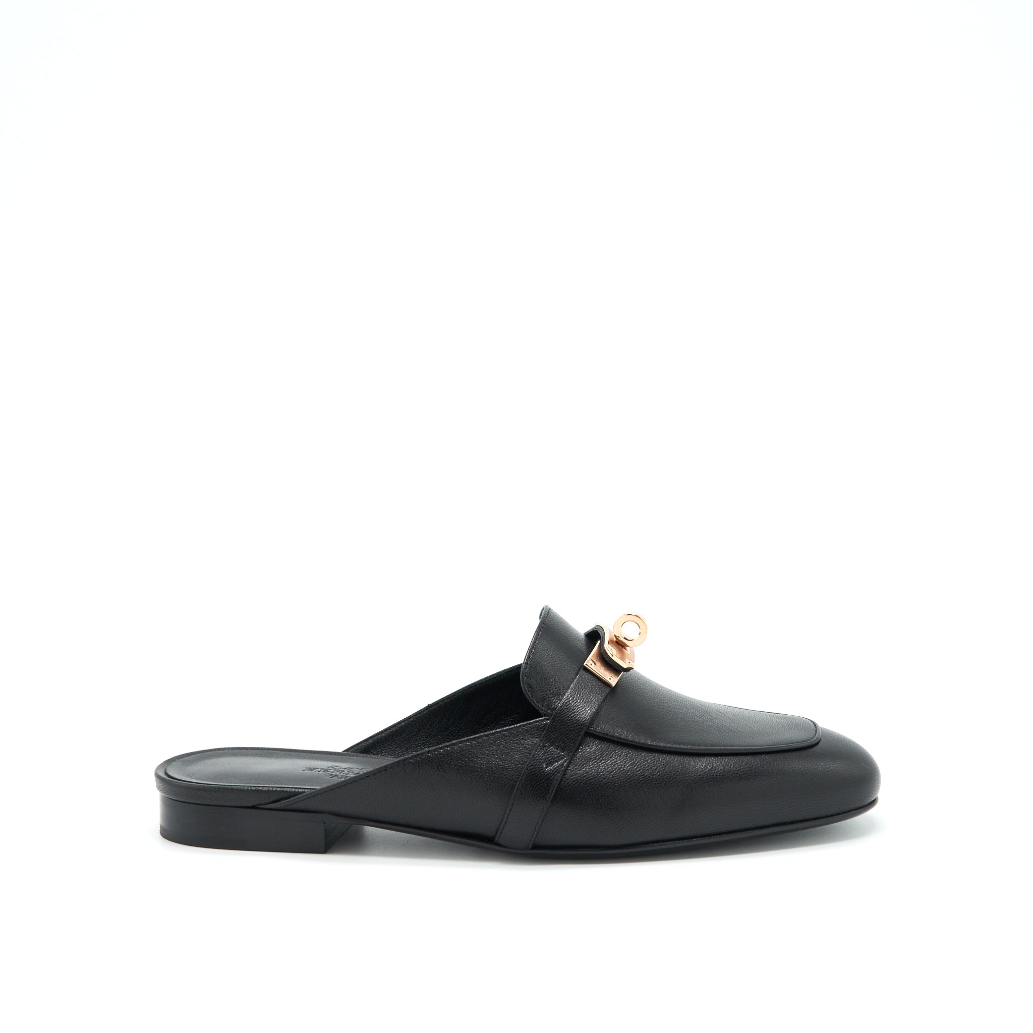HERMES MULES BLACK GHW