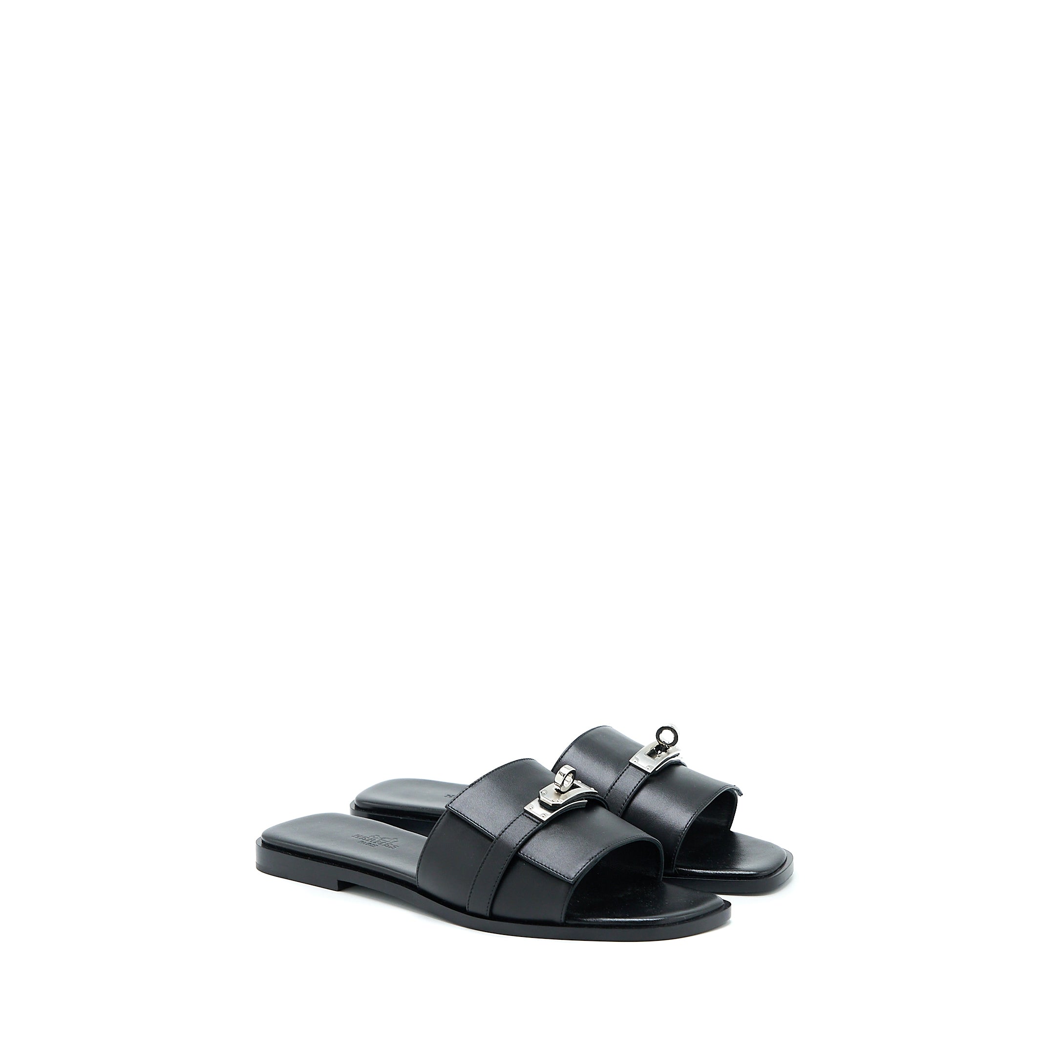 HERMES GUILIA SANDAL CALFSKIN BLACK SHW