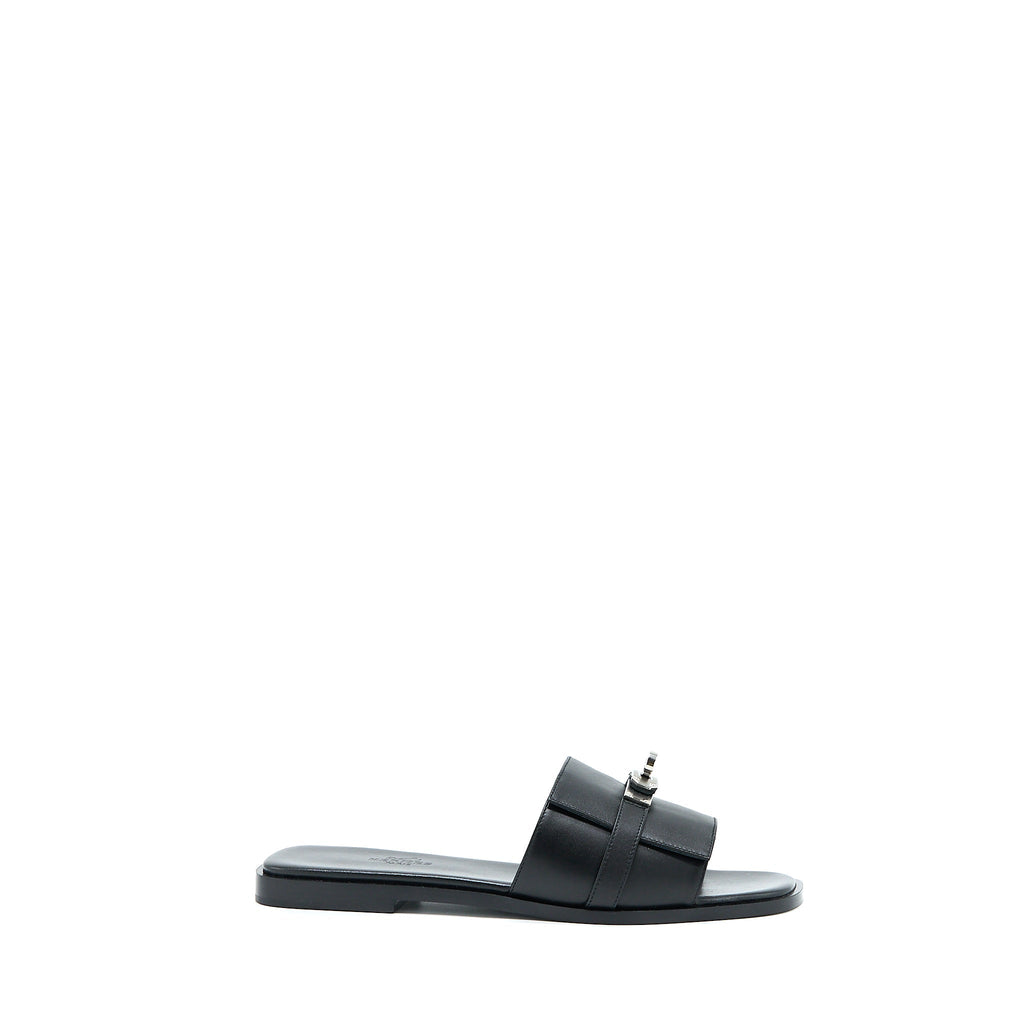 HERMES GUILIA SANDAL CALFSKIN BLACK SHW