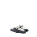 HERMES OZ MULE IN CALFSKIN/FRINGED CANVAS BLACK/BEIGE SHW