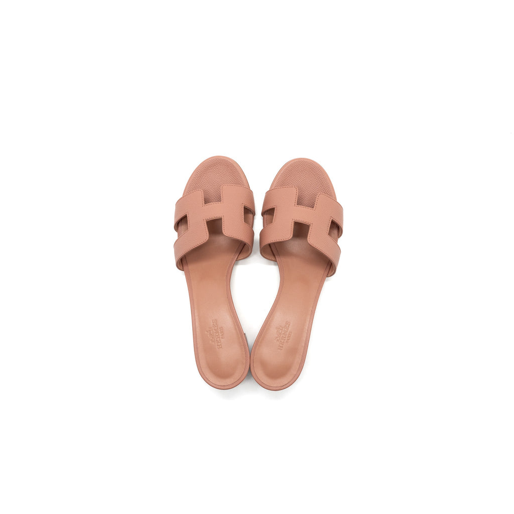 HERMES OASIS SANDALS EPSOM ROSE AUBE