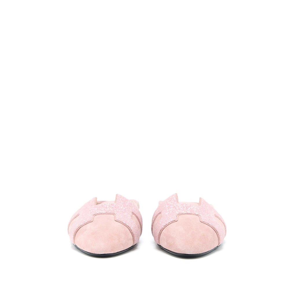 HERMES VELVET FLATS PINK