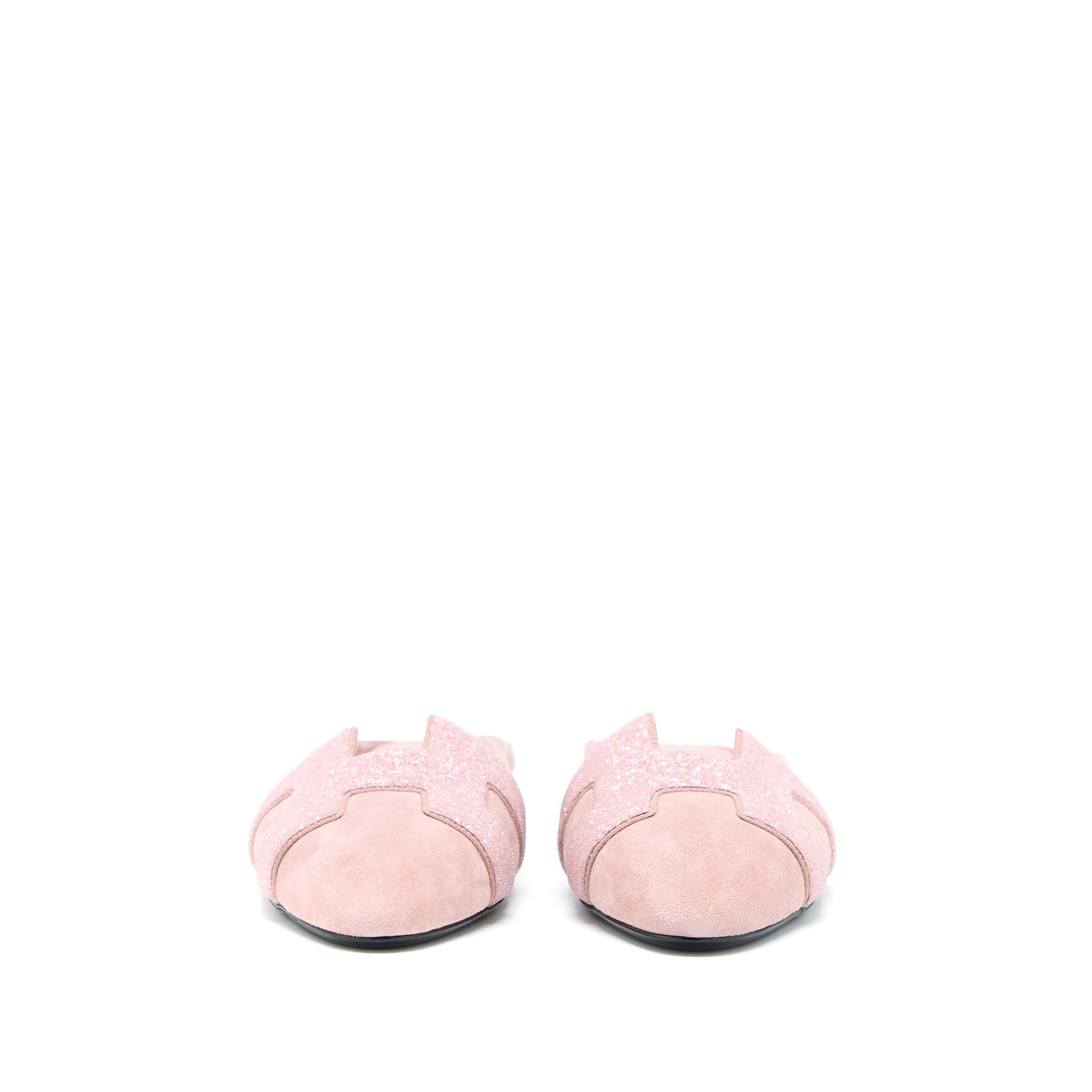 HERMES VELVET FLATS PINK