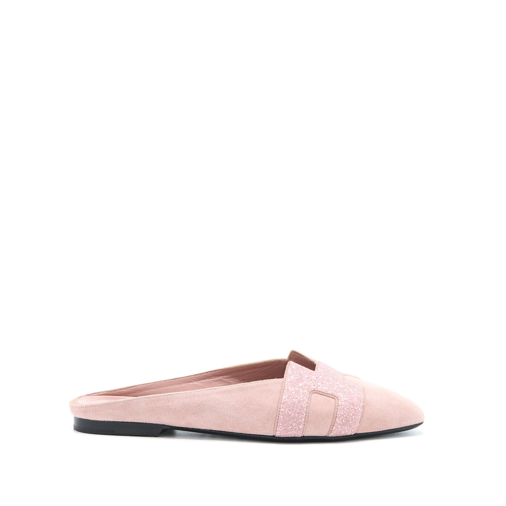 HERMES VELVET FLATS PINK