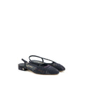 CHANEL C SLING BACK FLAP SHOES DENIM/ LEATHER BLACK