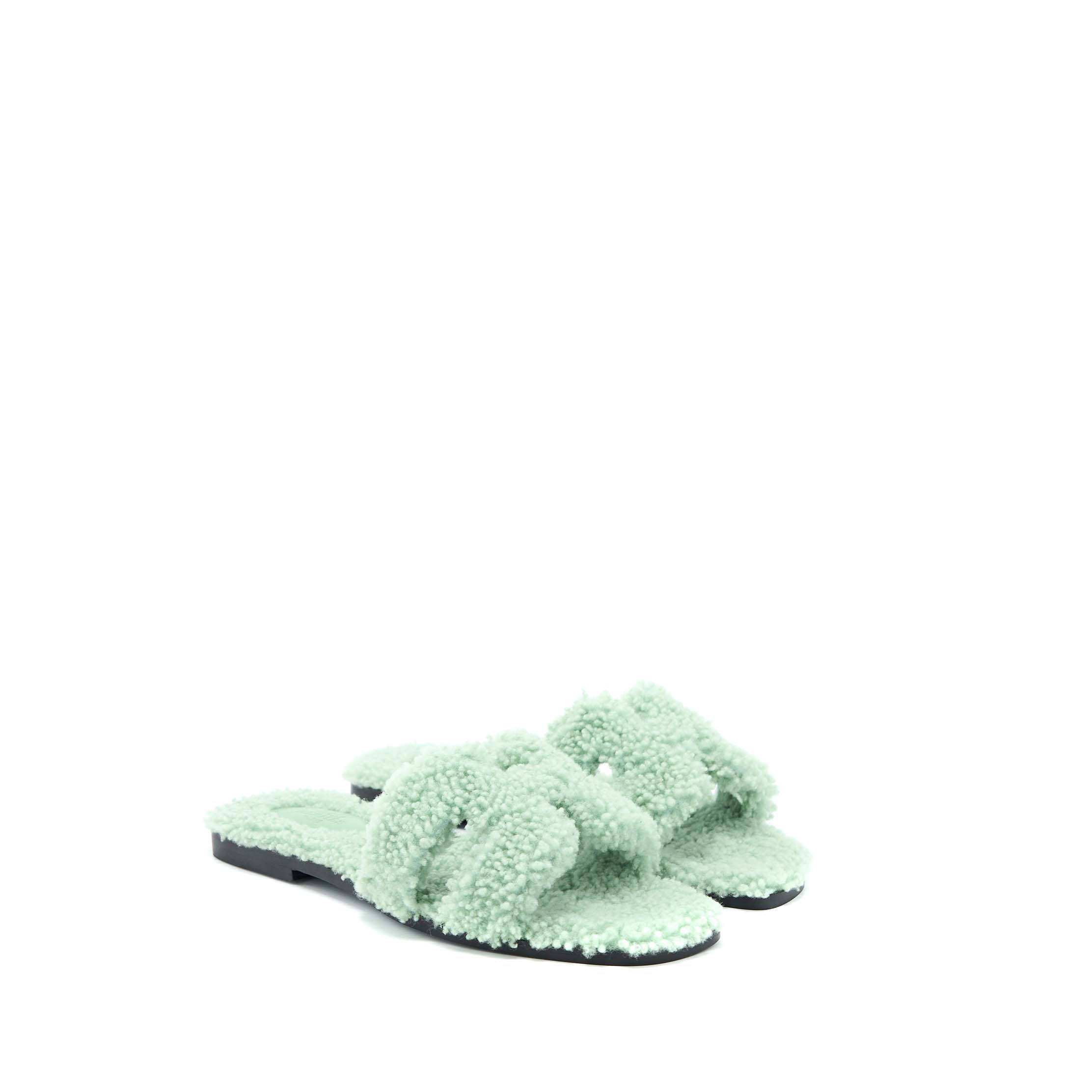 HERMES SANDAL ORAN PEAU MINT GREEN