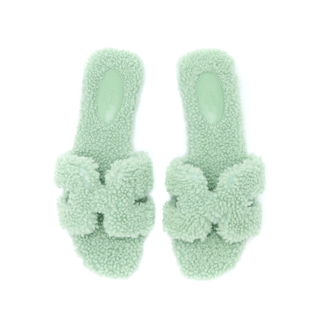 HERMES SANDAL ORAN PEAU MINT GREEN