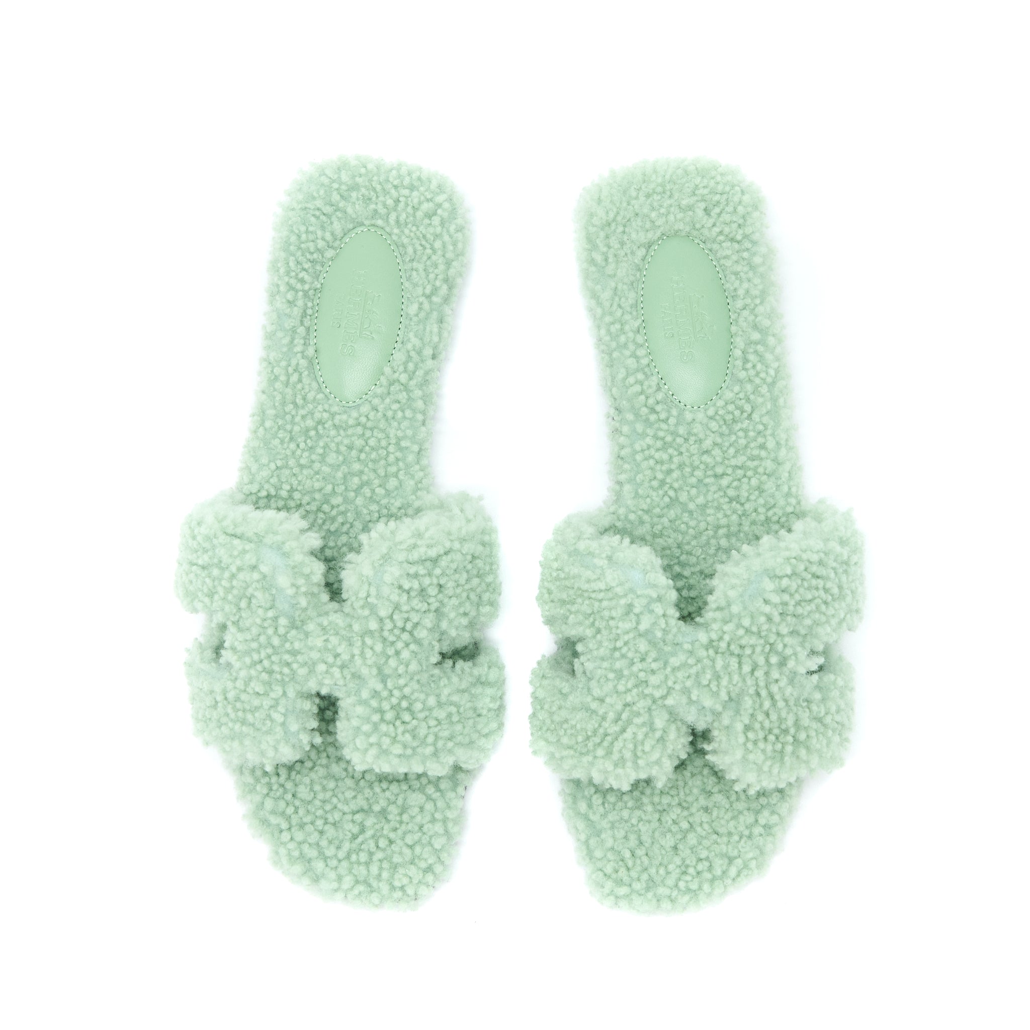 HERMES SANDAL ORAN PEAU MINT GREEN