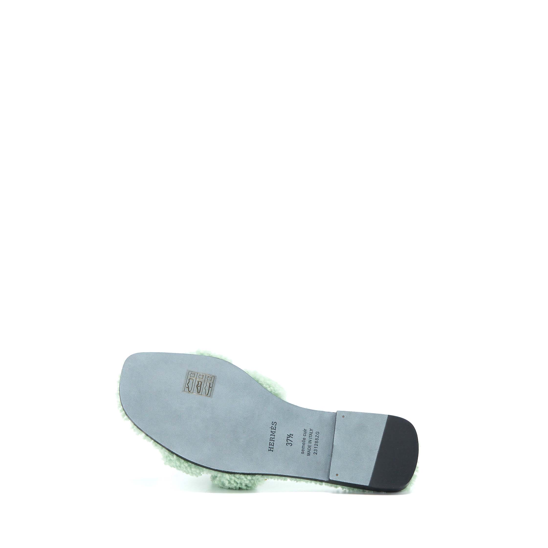 HERMES SANDAL ORAN PEAU MINT GREEN
