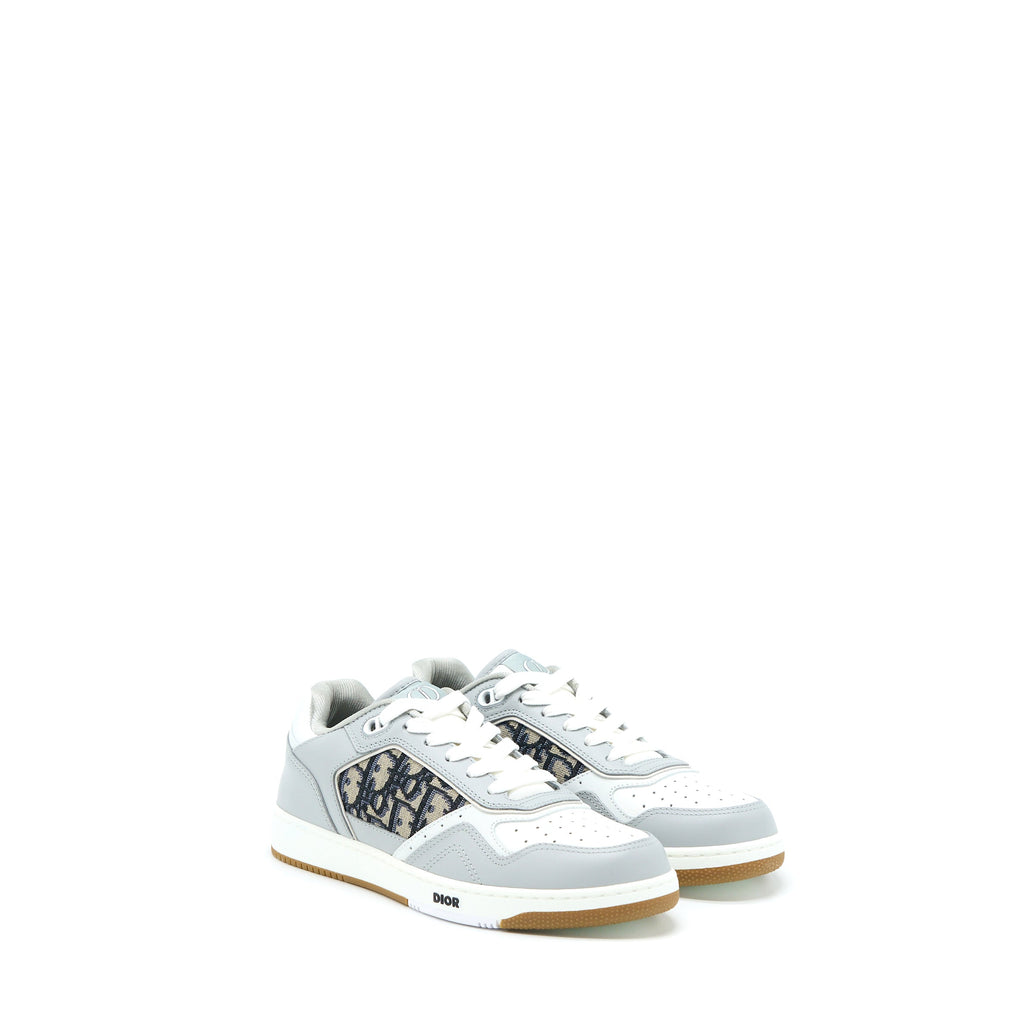 DIOR B27 LOW-TOP SNEAKER CALFSKIN/OBLIQUE JACQUARD BEIGE/BLUE/GREY