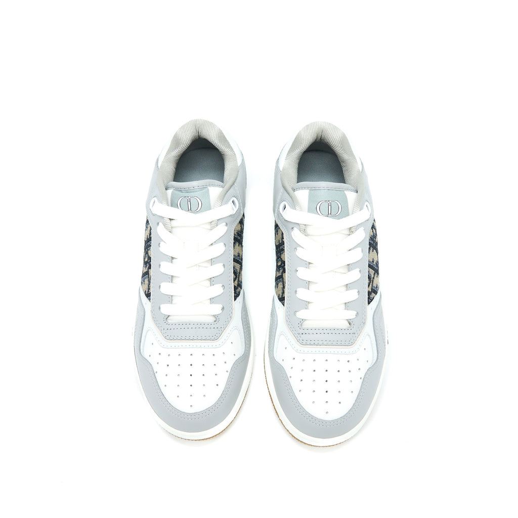 DIOR B27 LOW-TOP SNEAKER CALFSKIN/OBLIQUE JACQUARD BEIGE/BLUE/GREY