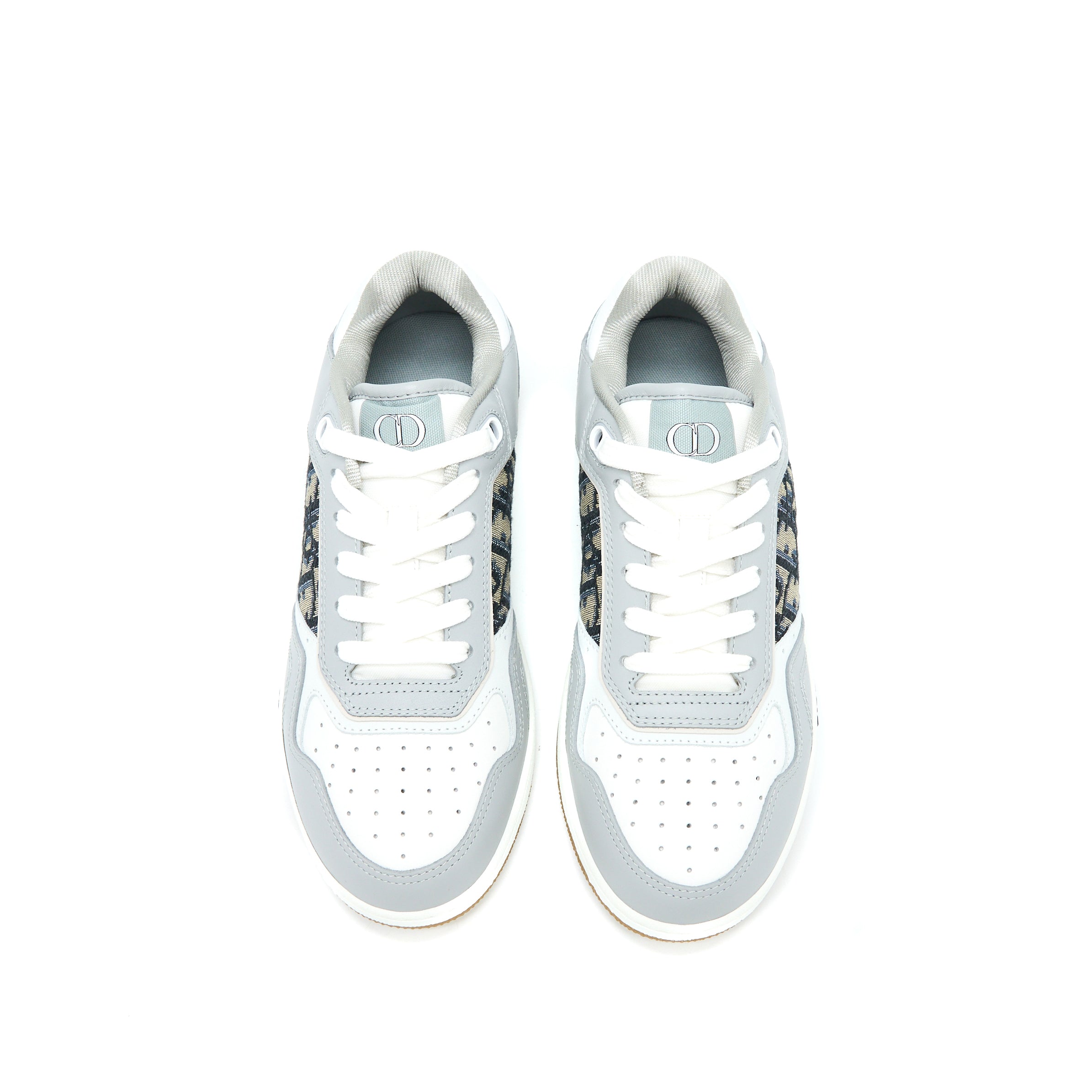 DIOR B27 LOW-TOP SNEAKER CALFSKIN/OBLIQUE JACQUARD BEIGE/BLUE/GREY