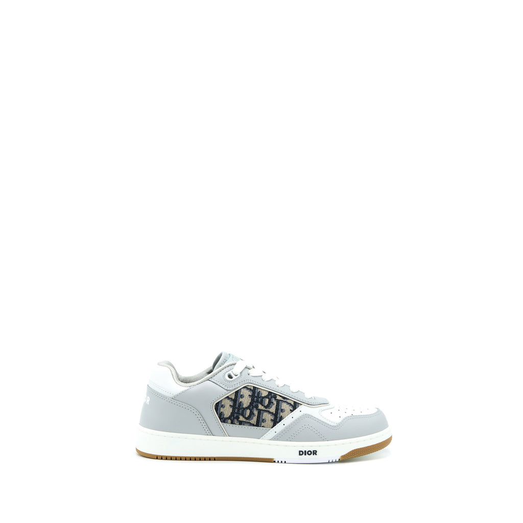 DIOR B27 LOW-TOP SNEAKER CALFSKIN/OBLIQUE JACQUARD BEIGE/BLUE/GREY